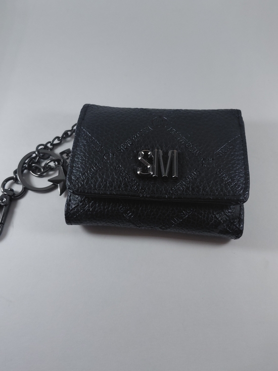 Steve Madden Handbags - SM Embossed Black Leather Mini Wallet Keychain